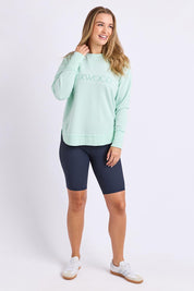 Model Genericm wearing size sample of the Elements Simplified Cotton Crew – Palemint in colour Palemint, from the front