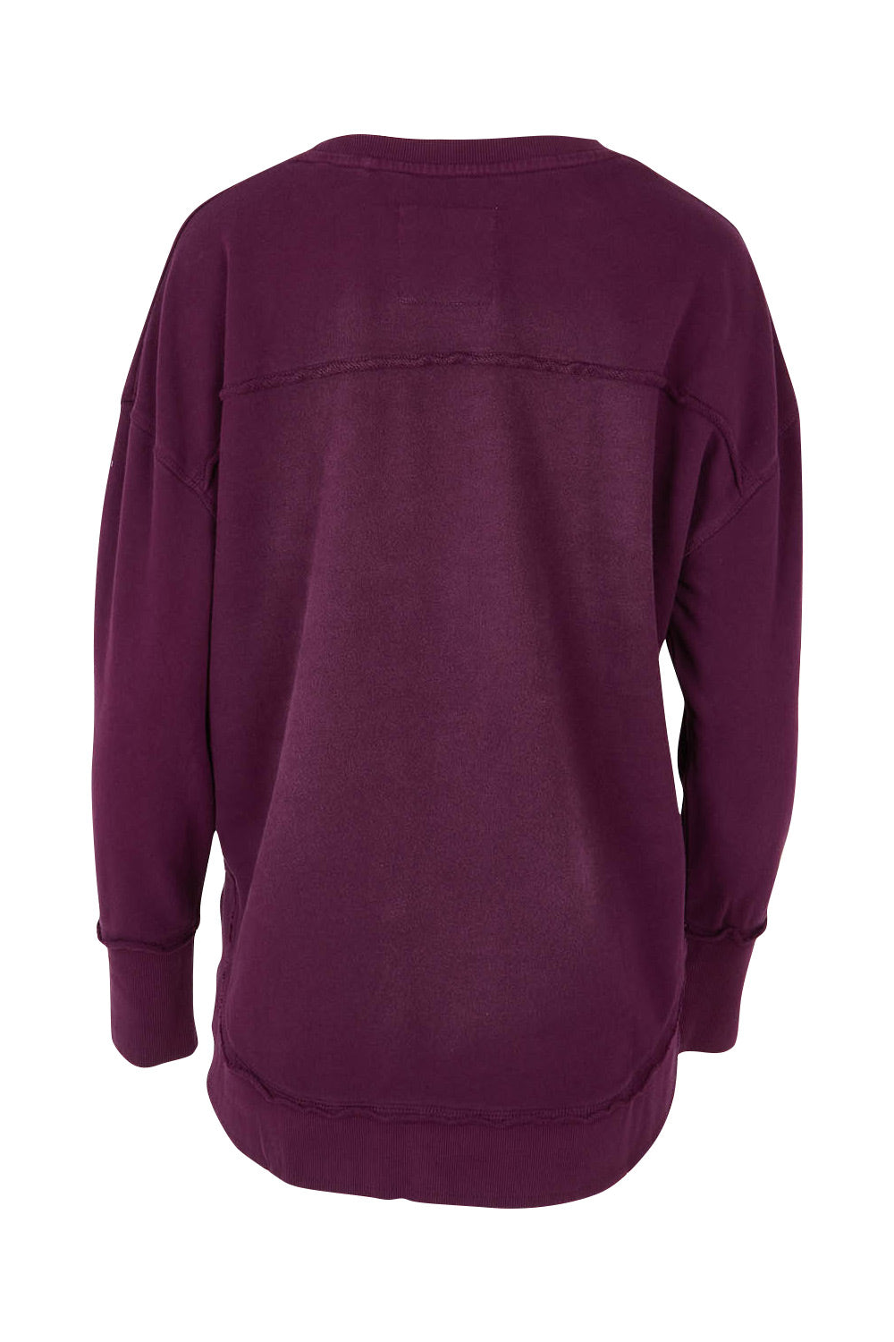 Product shot of the Elements Simplified Cotton Crew in colour Plum (Purple), from the back