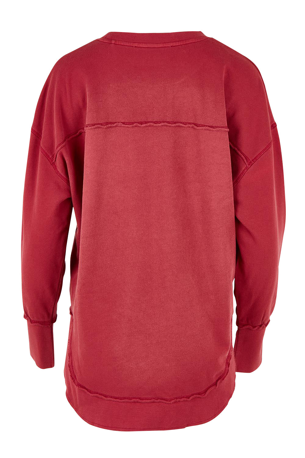 Product shot of the Elements Simplified Cotton Crew in colour Rust (Red), from the back