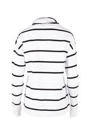 Product shot of the Elements Stripe Funnel Crew in colour Stripe (White), from the back