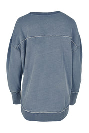 Product shot of the Elements Washed Simplified Crew in colour Blue (Blue), from the back