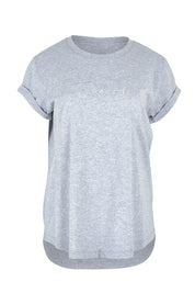 Product shot of the Elements Signature Cotton Tee in colour Greymarle (Grey), from the front