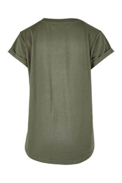 Product shot of the Elements Manly Cotton Tee in colour Khaki (Green), from the back