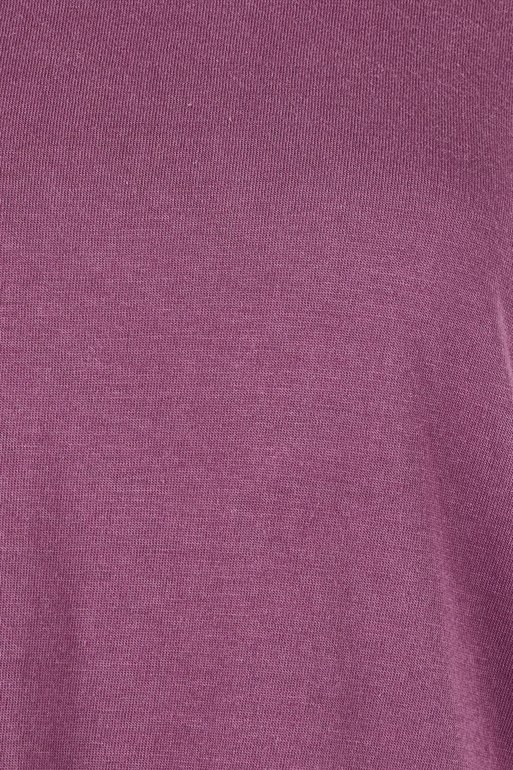 Product shot of the Elements Manly Cotton Tee – Plum in colour Plum, showing detail