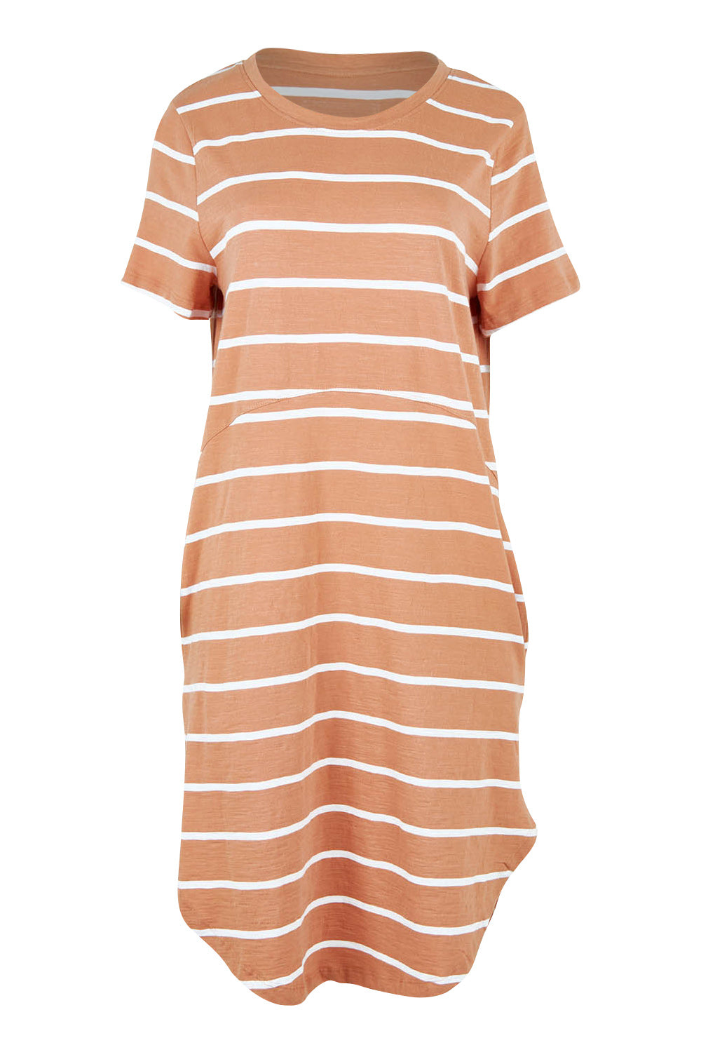 Product shot of the Elements Bay Stripe Dress in colour Claywhite, from the front