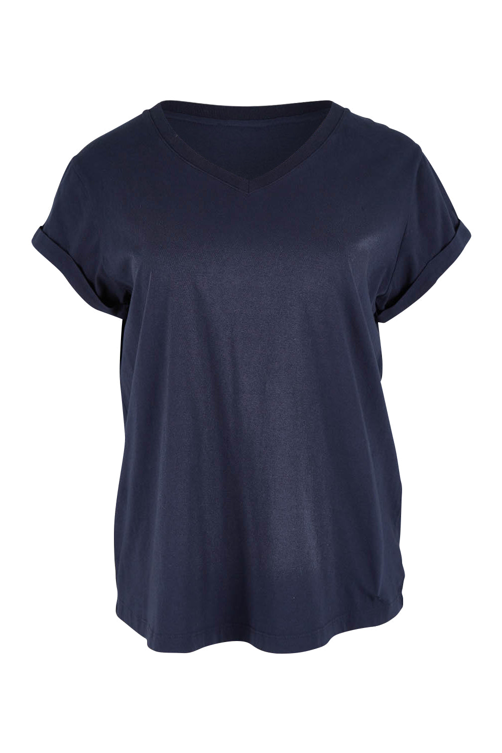 Product shot of the Elements Manly Cotton Vee Tee in colour Navy (Blue), from the front