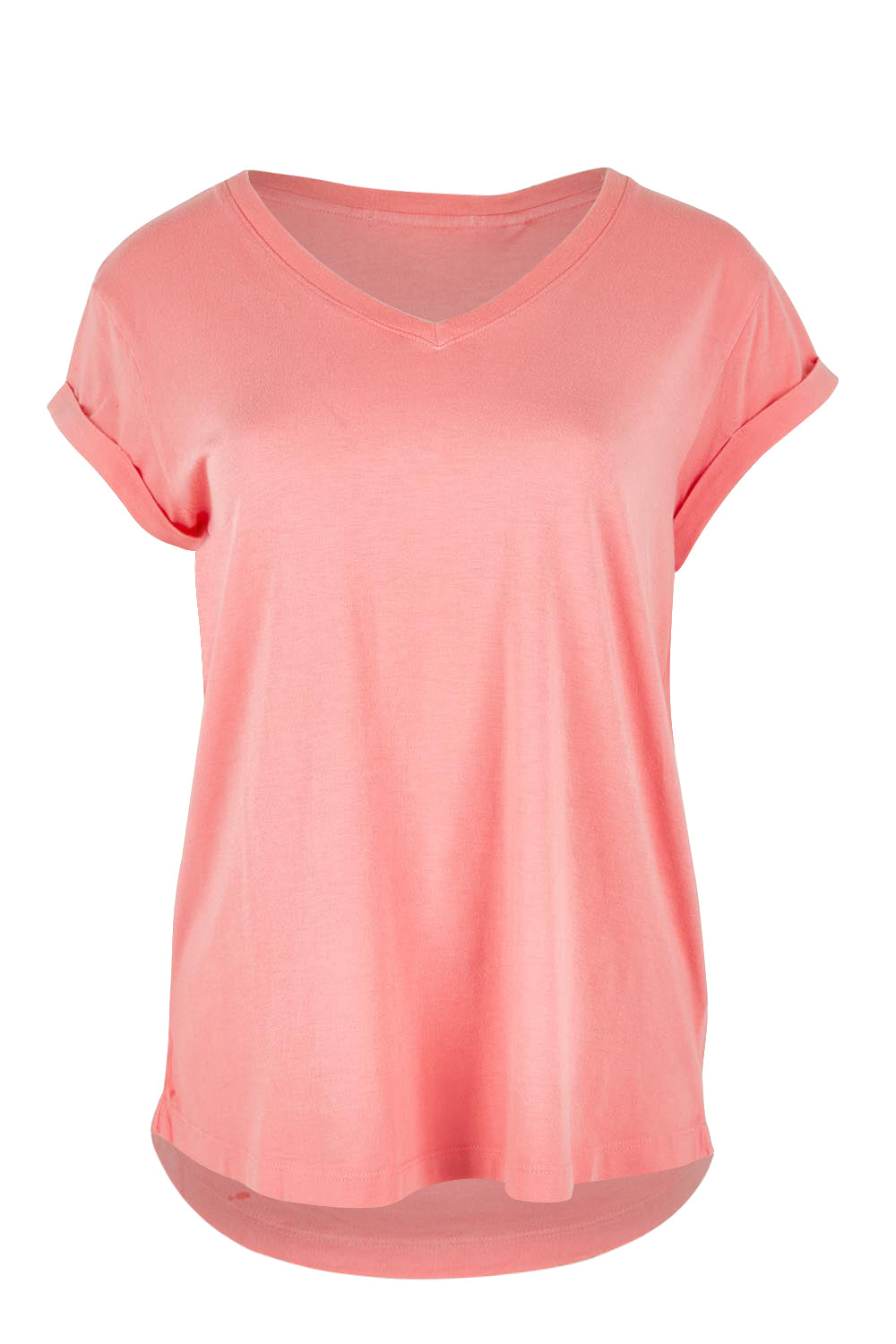 Product shot of the Elements Manly Cotton Vee Tee in colour Rosepink (Pink), from the front