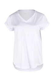 Product shot of the Elements Manly Cotton Vee Tee in colour White (White), from the front