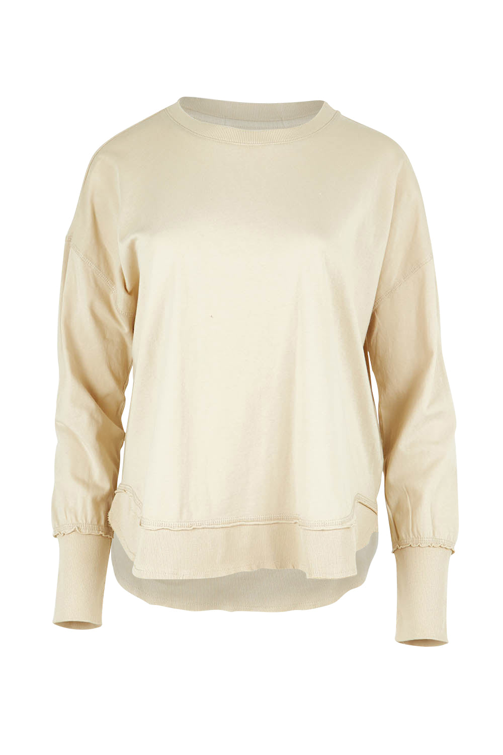 Product shot of the Elements Farrah Cotton Long Sleeve in colour Oat, from the front