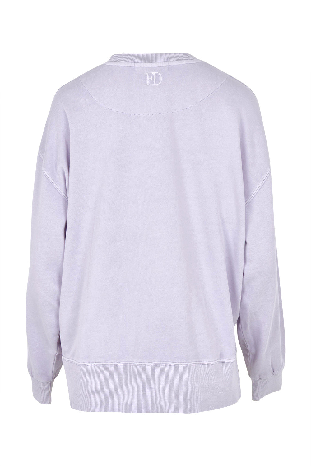 Product shot of the Effortless Cotton Crew in colour Pastelorch (Purple), from the back