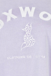 Product shot of the Effortless Cotton Crew in colour Pastelorch (Purple), detail