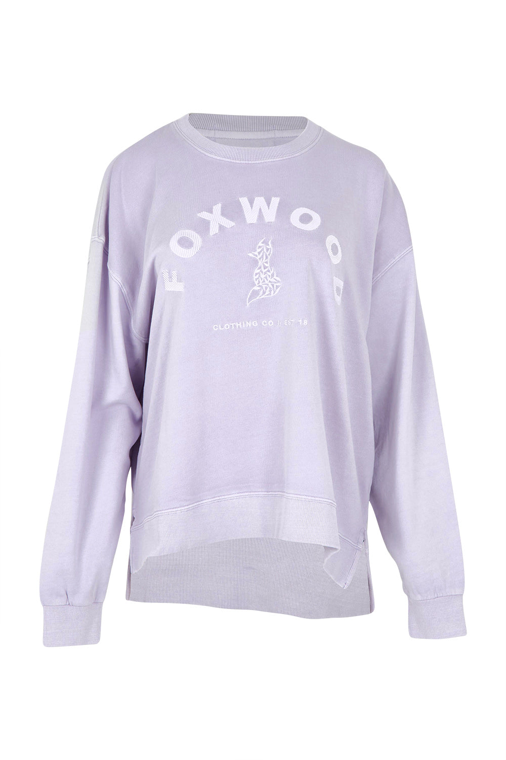 Product shot of the Effortless Cotton Crew in colour Pastelorch (Purple), from the front