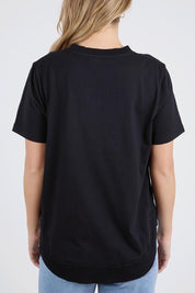 A model wearing the Elements Farrah Short Sleeve Cotton Tee in colour Black (Black), from the back