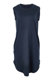 Product shot of the Elements Bungalow Dress in colour Dksapphire (Blue), from the front