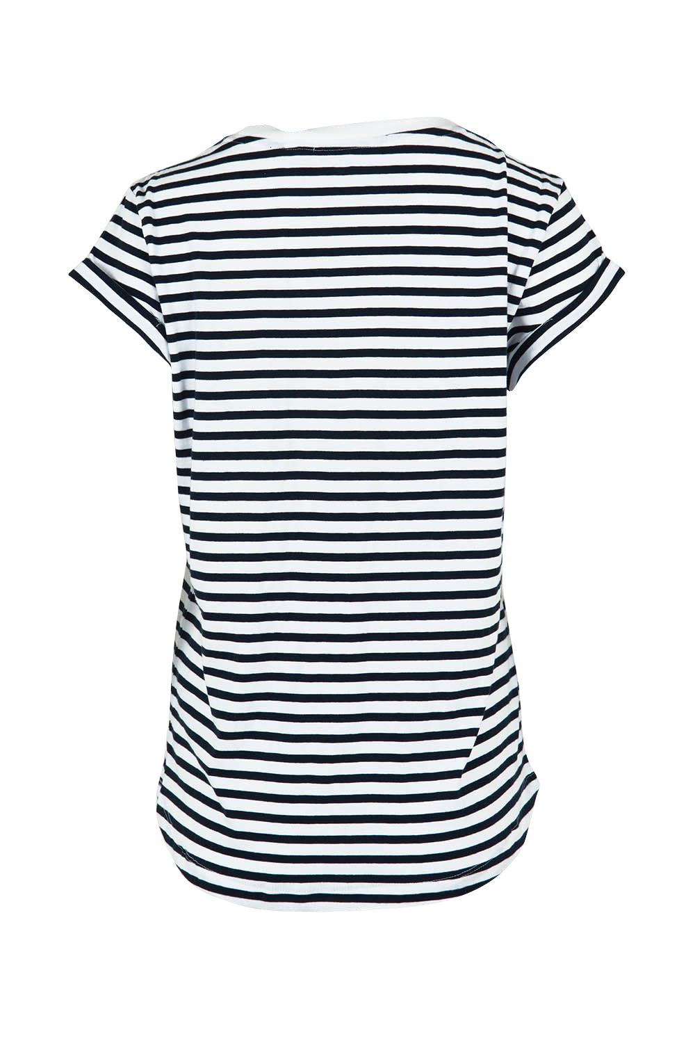 Product shot of the Elements Signature Stripe Cotton Tee in colour Navywhite (Blue), from the back