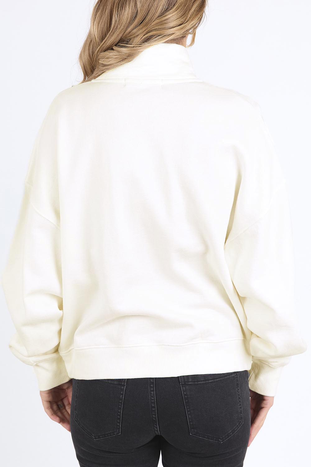 A model wearing the Elements Ember Zip Thru in colour White (White), from the back