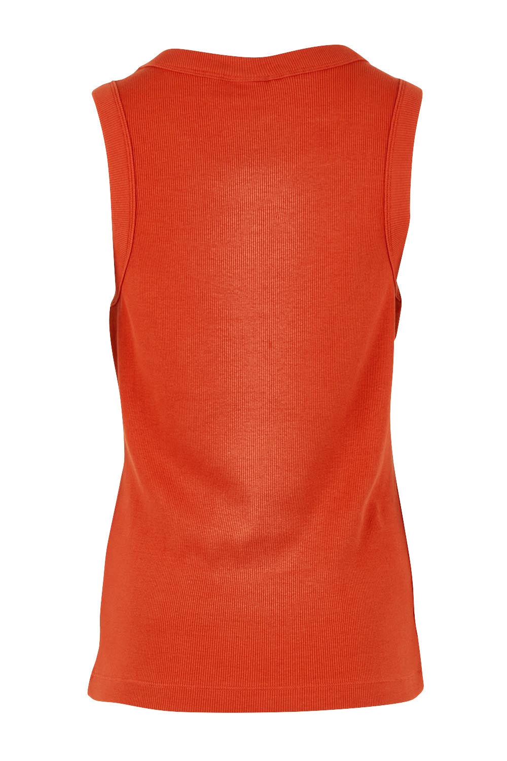 Product shot of the Elements Iris Rib Cotton Tank – Tabasco in colour Tabasco, from the back