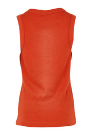 Product shot of the Elements Iris Rib Cotton Tank – Tabasco in colour Tabasco, from the back