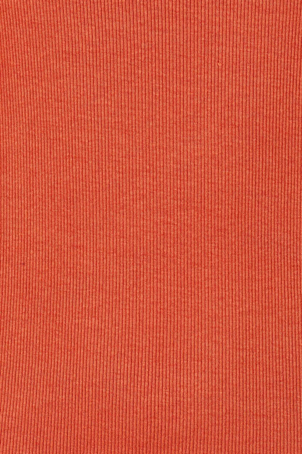 Product shot of the Elements Iris Rib Cotton Tank – Tabasco in colour Tabasco, showing detail