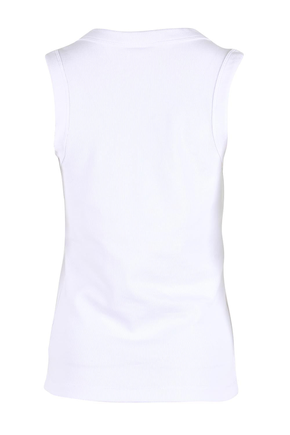 Product shot of the Elements Iris Rib Cotton Tank – White in colour White, from the back
