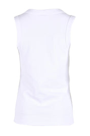Product shot of the Elements Iris Rib Cotton Tank – White in colour White, from the back