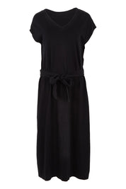 Product shot of the Elements Casey Cotton Dress in colour Black (Black), from the front