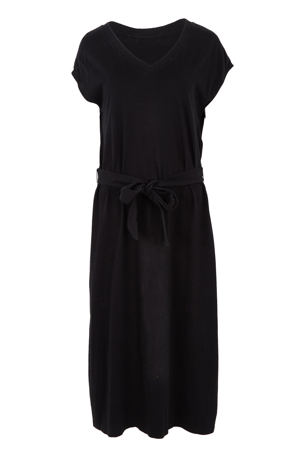 Product shot of the Elements Casey Cotton Dress in colour Black (Black), from the front