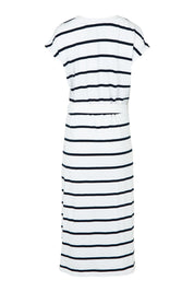 Product shot of the Elements Casey Cotton Stripe Dress in colour Whitenavy (Blue), from the back