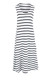 Product shot of the Elements Aspen Stripe Cotton Dress in colour White (White), from the front