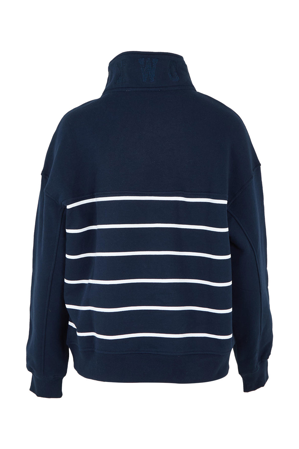 Product shot of the Elements Cotton College Zip Crew in colour Navystripe (Blue), from the back