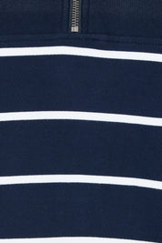 Product shot of the Elements Cotton College Zip Crew in colour Navystripe (Blue), detail