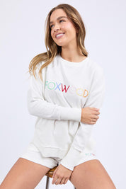A model wearing the Elements Simplified Confetti Cotton Crew in colour White (White), from the front, cropped image