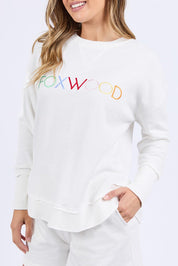 A model wearing the Elements Simplified Confetti Cotton Crew in colour White (White), from the front, cropped image