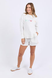 A model wearing the Elements Simplified Confetti Cotton Crew in colour White (White), from the front, showing the whole outfit