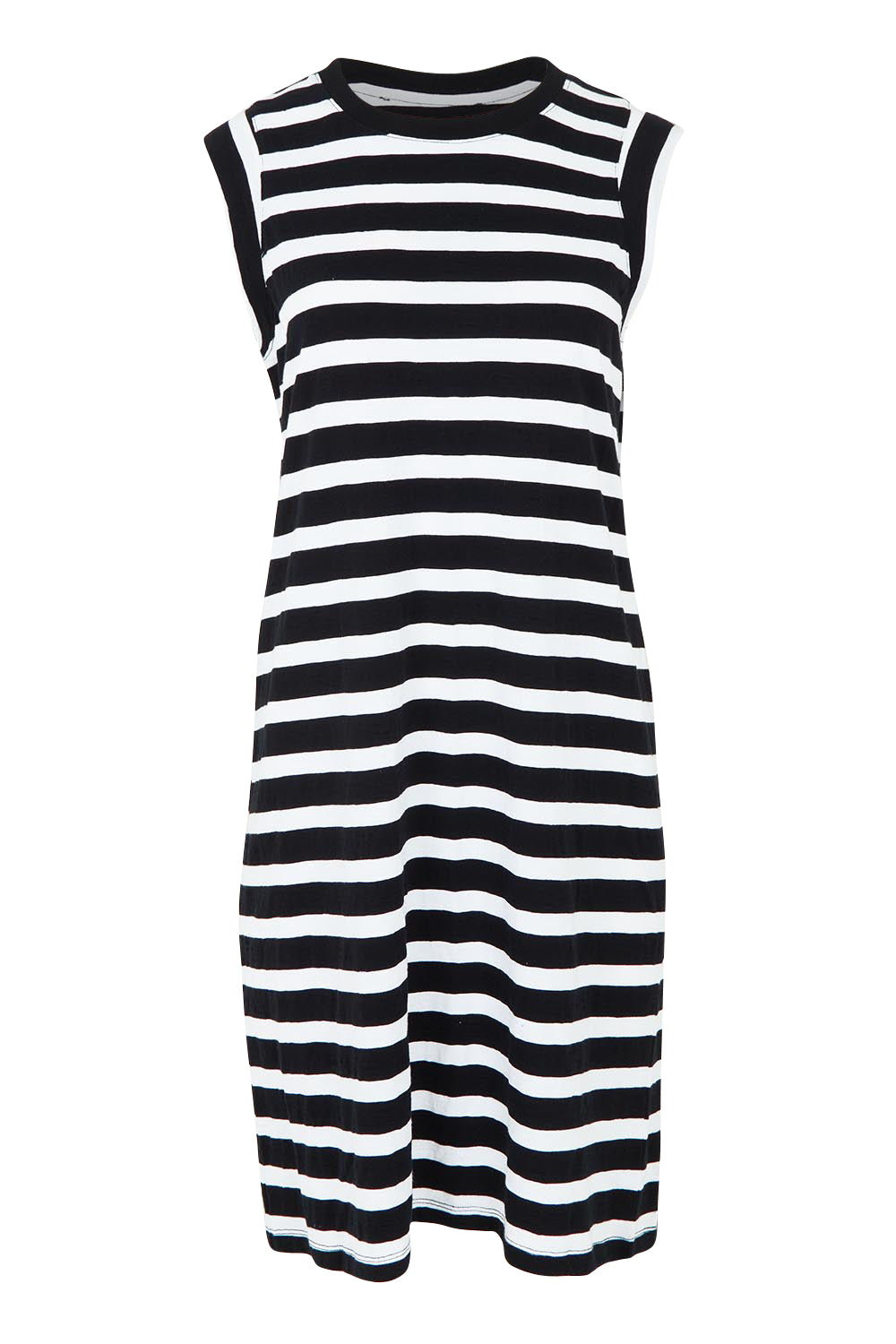 Product shot of the Elements Reform Stripe Cotton Dress in colour Blackwhite (Black), from the front