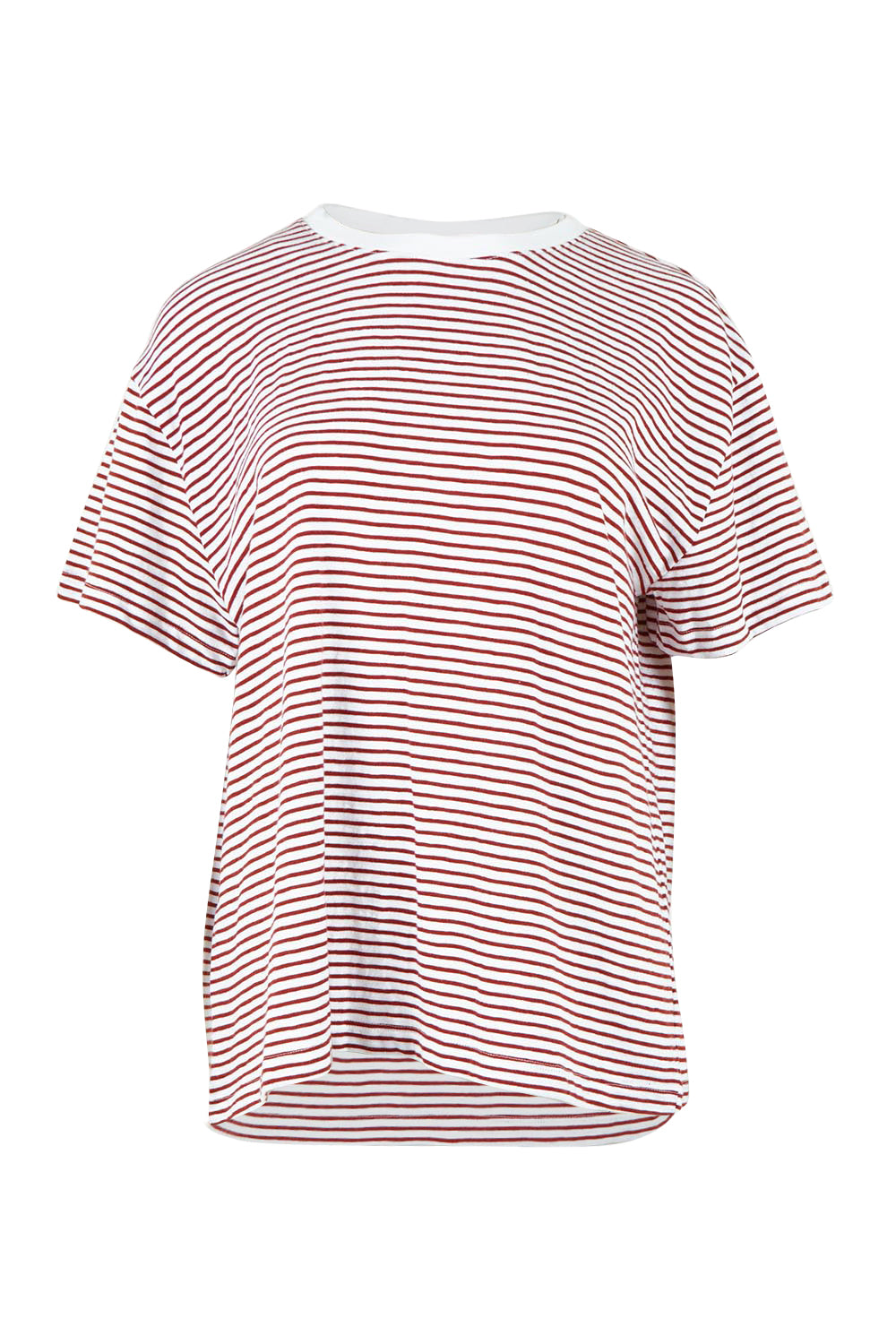 Product shot of the Elements Hutch Stripe Cotton Tee – Russetbrow in colour Russetbrow, from the front