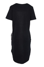 Product shot of the Elements Bay Tape Cotton Tee Dress in colour Black (Black), from the back