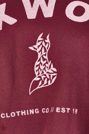 Product shot of the Elements Effortless Contrast Cotton Crew in colour Windorwine (Purple), detail