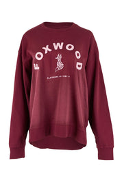 Product shot of the Elements Effortless Contrast Cotton Crew in colour Windorwine (Purple), from the front