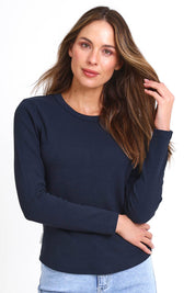 Elements Scoop Rib Cotton Long Sleeve Tee – Navy