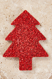 A model wearing the Freckle Tree in colour Red (Red), from the front, showing the whole outfit