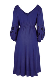 Product shot of the Our Love Linen Dress in colour Cobalt (Blue), from the back