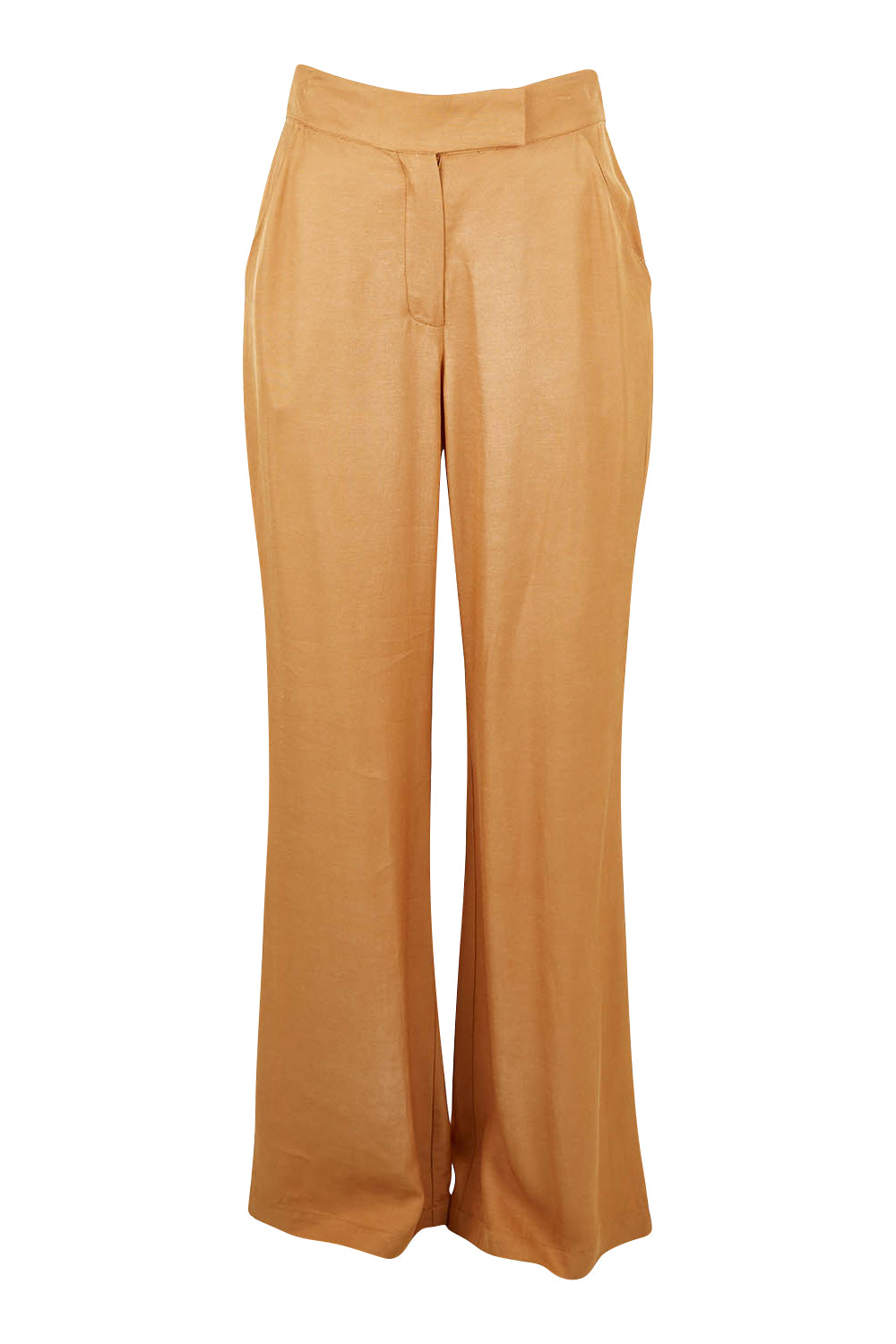 Product shot of the Heart & Soul Flare Pant in colour Caramel, from the front