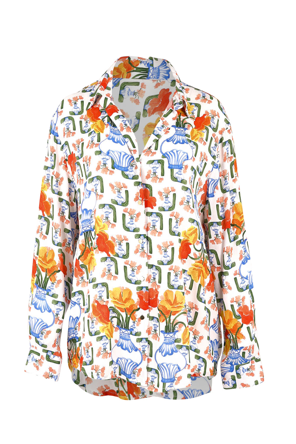 Product shot of the Summer Tide Shirt in colour Vase, from the front