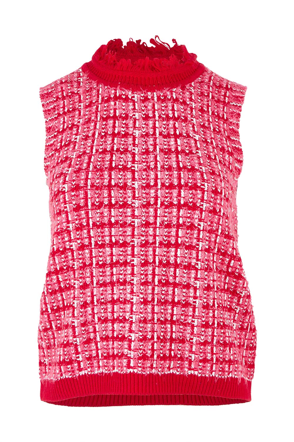 Product shot of the Kinetic Cotton Blend Knit Top in colour Pink (Pink), from the front