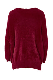 Product shot of the Electra Knit in colour Wine (Red), from the back