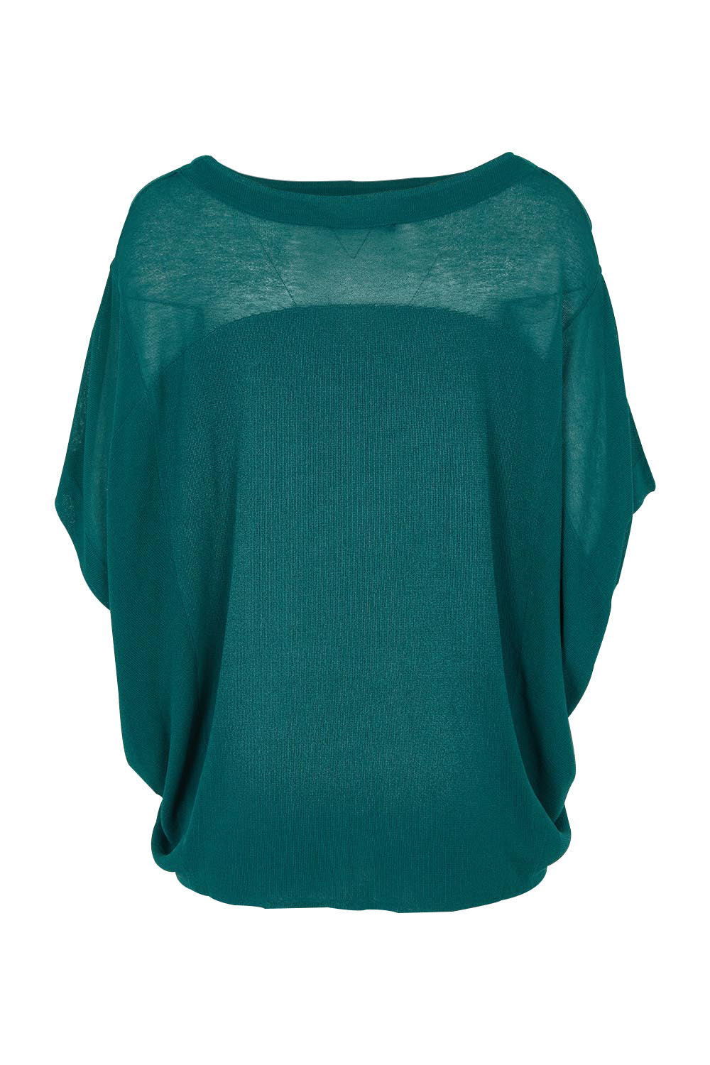 Product shot of the Irises Knit Top in colour Teal (Green), from the back