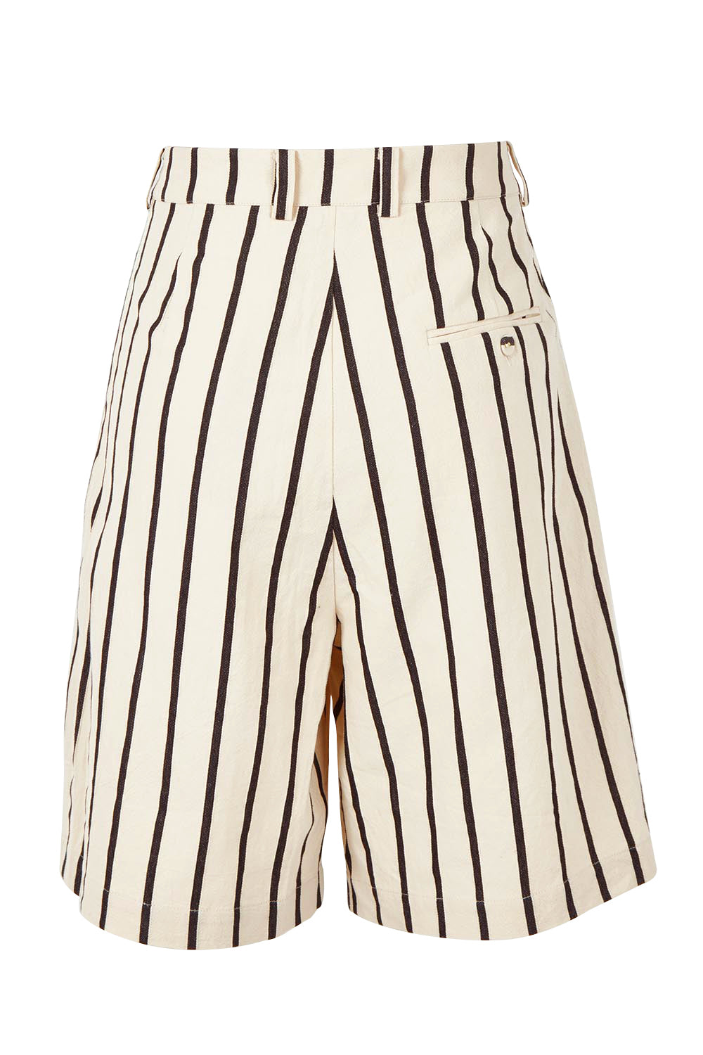 Product shot of the Luna Cotton Blend Bermuda Short in colour Creamblack, from the back