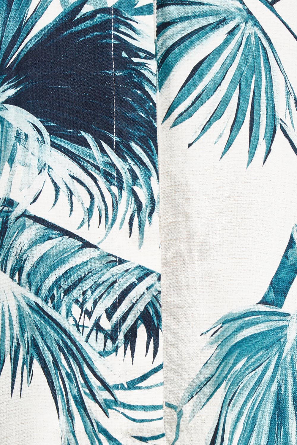 Product shot of the Solstice Palms Shirt in colour Palm (Blue), detail