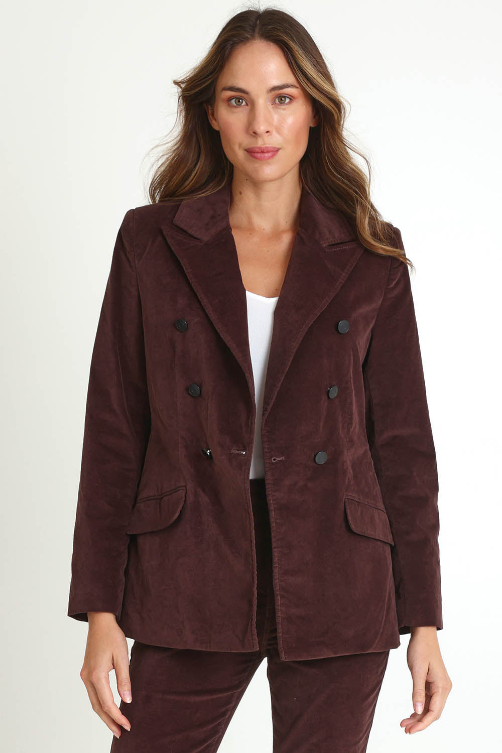 Rhea Velvet Blazer – Chocolate